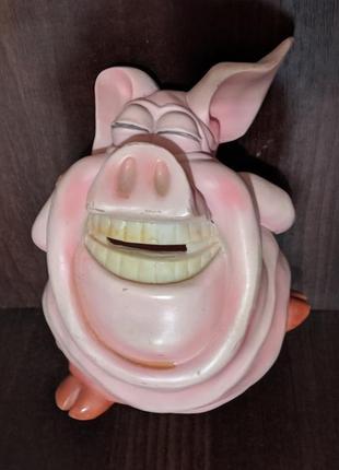 Оригінальний подарунок - розова керамічна свиня копилка.