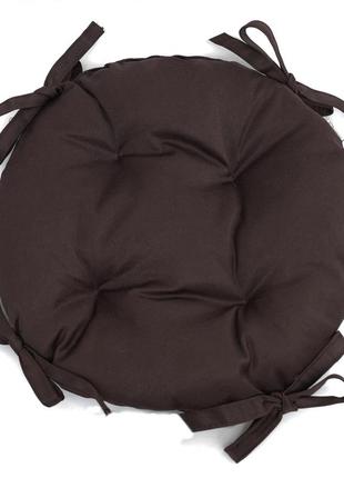 Подушка круглая на завязках для стула кресла табуретки ø 30х8 темно коричневая
