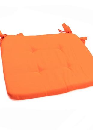 Подушка для стула, кресла, табуретки на двух завязках 32х38х3 оранжевая2 фото