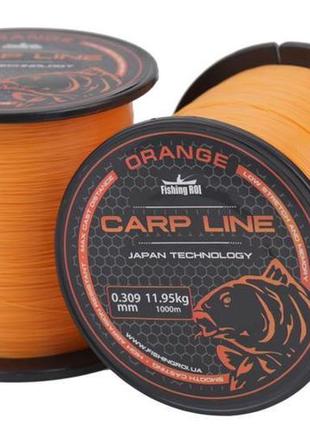 Карповая леска fishing roi orange carp line 0.309mm 1000m