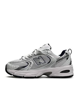 Женские кроссовки new balance 530 white silver белые спортивные кросы из натуральной кожи нью баланс на лето