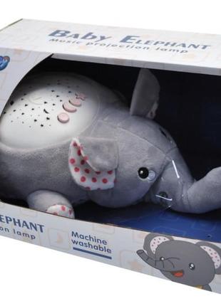 Ночник музыкальный проектор слоник мягкая игрушка комфортер hp0003