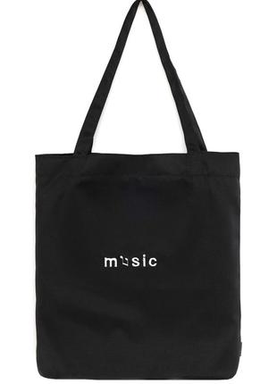 Еко сумка черная для покупок  music