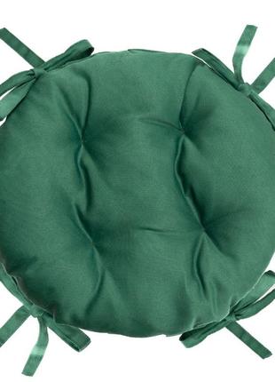 Подушка для стільця, крісла, табуретки 40х8 темно зелена з зав'язками