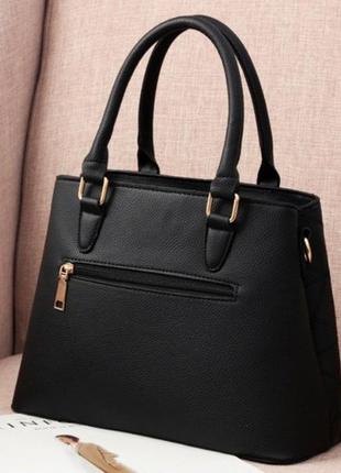 Класична чорна сумка на плече з двома ручками, повсякденна сумочка для дівчини6 фото