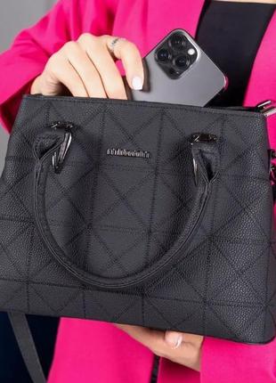 Класична чорна сумка на плече з двома ручками, повсякденна сумочка для дівчини3 фото