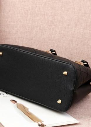 Классическая черная женская сумка на плечо с двумя ручками,  повседневная сумочка для девушки9 фото