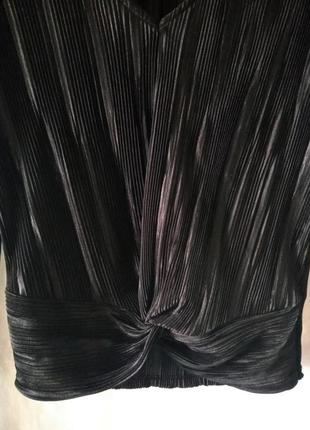 Блуза черная гофре длинный рукав3 фото
