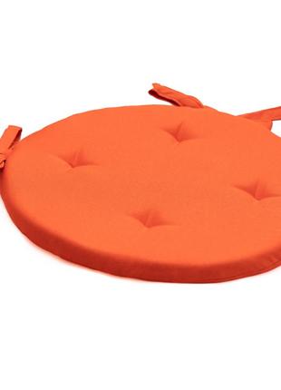 Подушка круглая на стул, кресло, табурет на двух завязках ø 30х2 темно - оранжевая2 фото