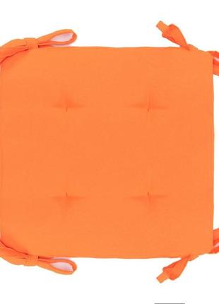 Подушка для стула кресла табуретки на завязках оранжевая 40х40х3