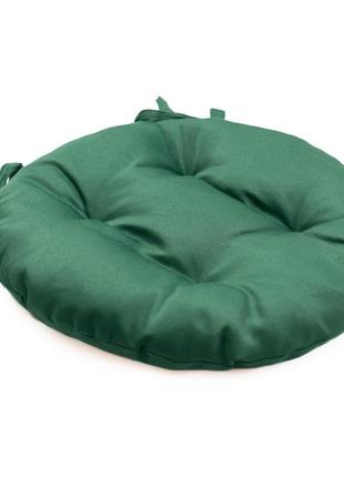 Подушка для стула, кресла, табуретки 40х8 тёмно зеленая с двумя завязками2 фото