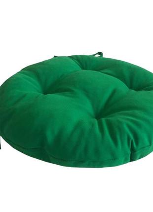 Подушка кругла для стільця, крісла чи табуретки зелена 45х8 на 2 зав'язках2 фото