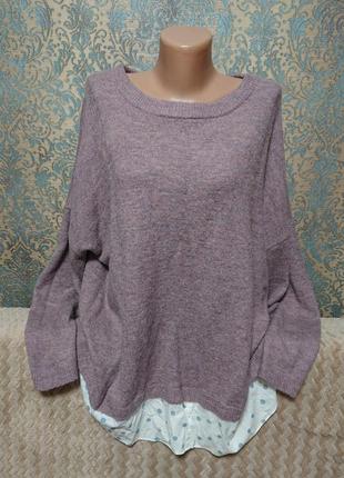 Красивая женская кофта шерсть большой размер батал 54 /56 /58 пуловер джемпер свитшот3 фото