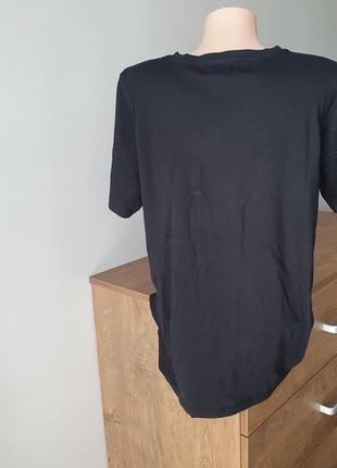 Черная базовая натуральная хлопковая оверсайз футболка свободного фасона нова с биркой8 фото