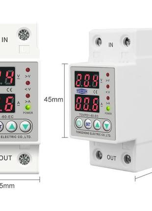 Реле напруги 60a. tomzn tovpd1-60-ec, з захистом по струму3 фото