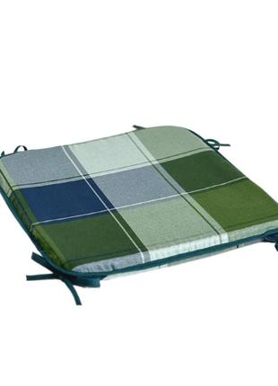 Подушка для стільця, крісла, табуретки 33х33х2 в зелену клітинку2 фото