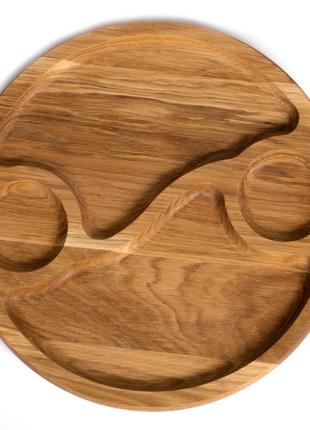 Деревянная тарелка на 2 секции 30 см1 фото