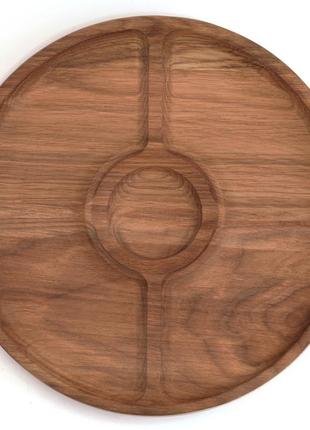 Тарілка дерев’яна для подачі страв і закусок 30 см дуб1 фото