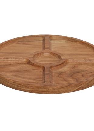 Тарілка дерев’яна для подачі страв і закусок 30 см дуб2 фото