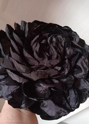 Черная брошь роза д23см5 фото