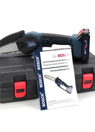 Аккумуляторная мини - пила bosch universal chain 24 (24v, 4аh), акб веткорез бош