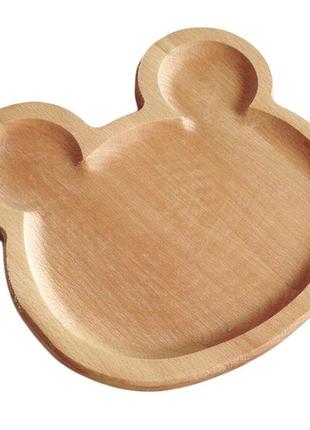 Тарілка менажниця дитяча дерев'яна форма медвежа2 фото