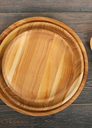 Деревянная тарелка  круглая для подачи блюд 40 см дуб, черешня, ясен5 фото