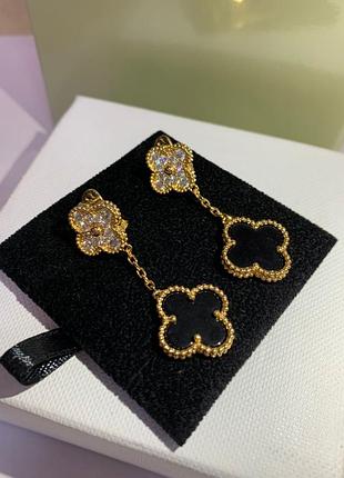 Серьги с двумя клеверами