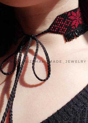 Украинский гердан на шею, украшение ручной работы из бисера, чокер 🖤