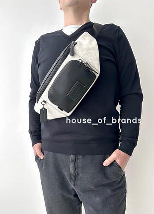 Чоловіча брендова шкіряна сумка бананка coach track belt bag оригінал поясна сумочка коач коуч на подарунок хлопцю чоловіку
