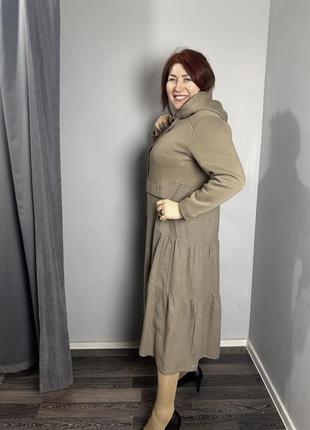 Сукня жіноча коричнева з капюшоном міді modna kazka mkpr2912-2