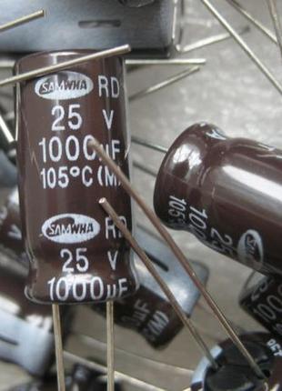 Конденсатор 1000 mkf 25v samhwa 1000 x uf 25v 1000 мкф 25 вольт
