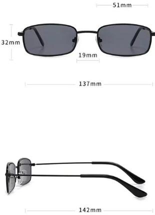 Жіночі модні квадратні сонцезахисні окуляри в металевій оправі чорні3 фото