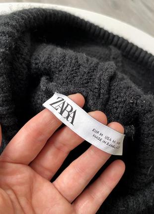 Zara черный вязаный жилет оверсайз с капюшоном худи безрукавка3 фото