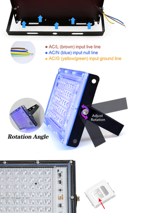 Ультрафиолетовый прожектор 95-400 нм 220 в/50 вт. ультрафиолетовая лампа