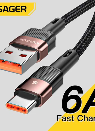 Кабель супершвидкоі, турбо зарядки essager usb type-c 6а/66w