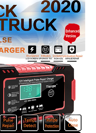 Автоматическое импульсное зарядное акумулятора авто 4-100а 12в