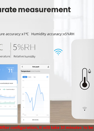 Датчик температуры и влажности tuya smart, wi-fi5 фото