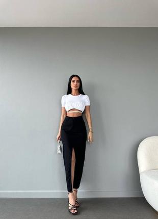 Джинсовая юбка длинная высокая посадка миди с вырезом сексуальную эффектная тренд макси длины джинс качественный5 фото