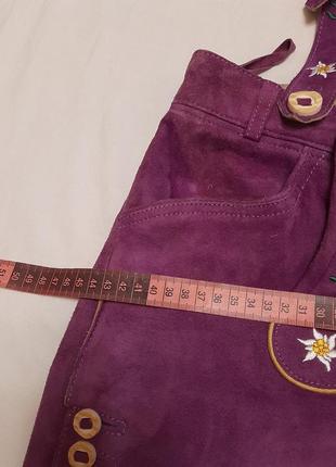 Кожаный винтажный комбинезон шортики с вышивкой9 фото