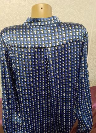 Рубашка блуза синяя в геометрический принт2 фото