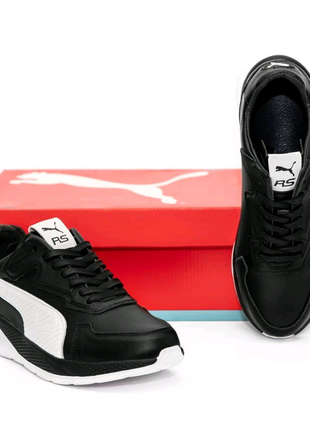 Шкіряні кросівки puma колір чорний білий1 фото