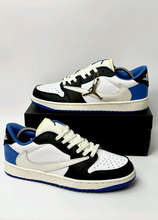 Кроссовки jordan 1 low fragment design travis scott (white & blac