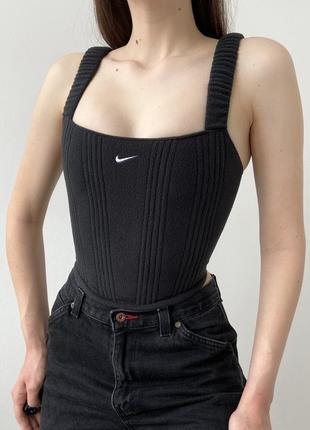 Vintage fleece handmade upcycling corset nike винтажный флисовый корсет с лямками2 фото