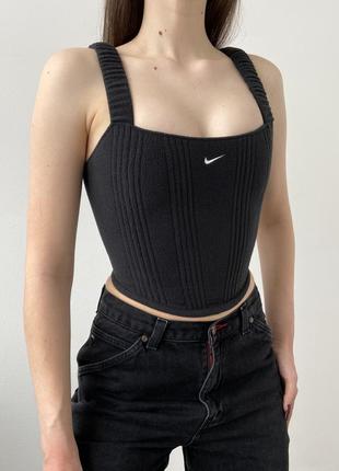 Vintage fleece handmade upcycling corset nike вінтажний флісовий корсет ручної роботи з лямками4 фото