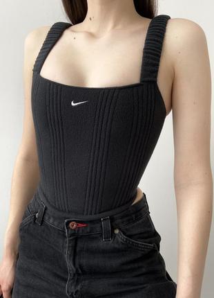 Vintage fleece handmade upcycling corset nike винтажный флисовый корсет с лямками5 фото