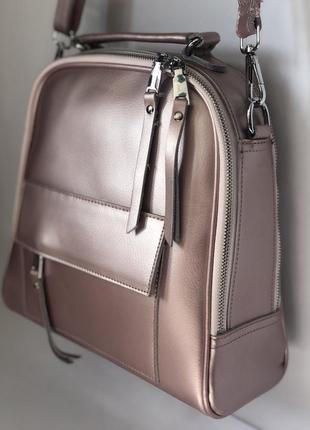 Рюкзак -сумка из натуральной кожи женский3 фото