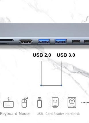 Адаптер, хаб, концентратор универсальный 8 в 1, для пк, ноутбуков, tv, телефонов, планшетов.6 фото