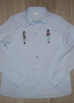 Стильна блакитна сорочка для дівчинки ostin (розмір 164)