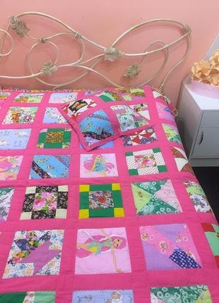 Детское одеяло пэчворк-цветочный лоскутный плед для девочки-стеганое покрывало-подарки детям5 фото